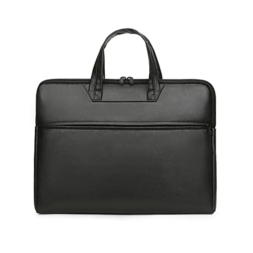 Tote Laptop Bag with Handles Zippers Organize for Notebook Computer Sleeve Handbag Bag Leather Laptop for Men - color: Black