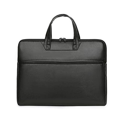 Tote Laptop Bag with Handles Zippers Organize for Notebook Computer Sleeve Handbag Bag Leather Laptop for Men - color: Black