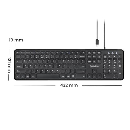 Perixx PERIBOARD-210C Wired Full-Size USB C Keyboard with Quiet Scissor Keys - Compatible with Windows, macOS, and Android Tablet and Laptops - Black - US English - style: Classic