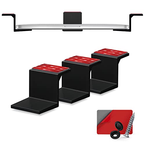 Adhesive Under Desk Laptop Holder Mount, Upto 1.9” / 48mm Thick, For Laptops Macbook Routers Surface iPads Tablets & More, Screw-In & Stick-On - color: Plastic 1.5" Device Mount