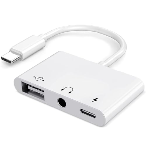 USB C to USB Adapter, 3 in 1 AUX to USB C Adapter with 3.5mm Headphone Jack + OTG + 60W PD Fast Charging Port,Compatible with iPhone 15/16, iPad Pro, MacBook and More