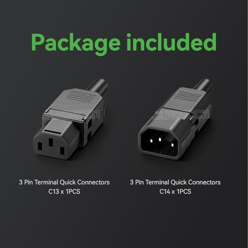 3 Pin Terminal Quick Connectors, 10A 250V IEC320 C13 Female + C14 Male Inline Power Plug Adapter Socket Connector - style: C13 +C14