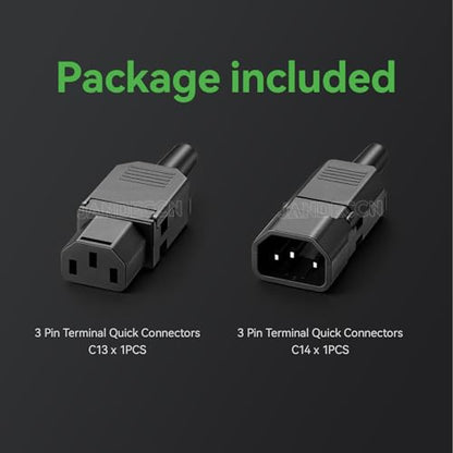 3 Pin Terminal Quick Connectors, 10A 250V IEC320 C13 Female + C14 Male Inline Power Plug Adapter Socket Connector - style: C13 +C14