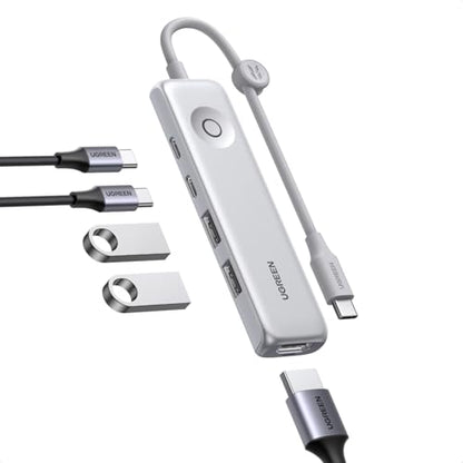 UGREEN USB C Hub 5-in-1 Revodok, Slim Portable USB-C Adapter | 100W PD Charging, 4K@60Hz HDMI, 10Gbps USB 3.2 Data Ports, Lock-Screen Button & Cable Clip for MacBook Air/Pro, iPad, Laptops