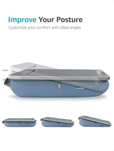 Istudyniture Lap Desk | Portable Laptop Desk & Stand – Fits Up to 17 inch – Washable Cushion, Built-in Phone Holder – for Bed, Couch, Sofa, Floor – Writing, Reading, Home Office – Large, Grayish Blue - color: Grayish Blue