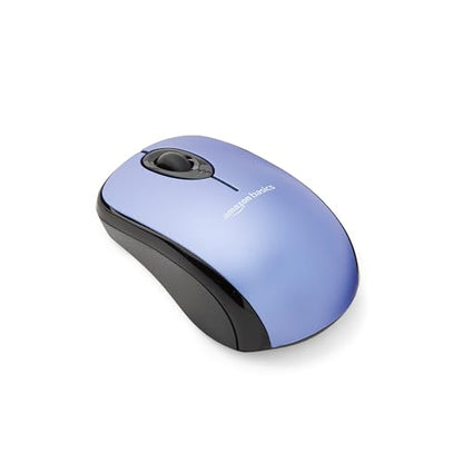 Amazon Basics 2.4 GHz Wireless Optical Computer Mouse with USB Nano Receiver, Portable, Easy Setup, Blue - color: Blue, style: 1-Pack