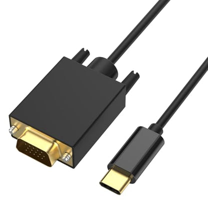 BERLAT USB C to VGA Cable 6FT, Type-C to VGA Adapter [Thunderbolt 4/3] for iPhone 15/Pro/Max, MacBook Pro/Air, iPad Pro, iMac, Samsung S23/S24, Dell XPS 17, Surface Book 3, Monitor