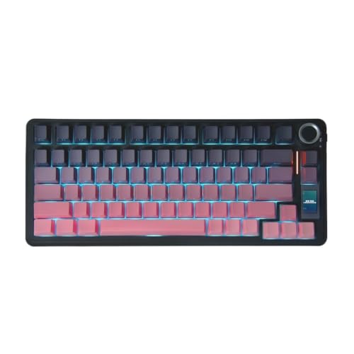 S75 PRO Mechanical Keyboard 75% Custom Layout RGB Backlight Wireless Bluetooth Gaming Keyboard with Screen Knob(Seya Switch,BlackBerry) - color: Blackberry, size: Seya Switch