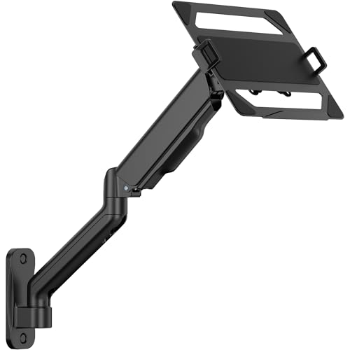 CondoMounts LTP8017 Laptop Wall Mount | Spring-Assisted Arm for 17"–32" Screens, Free-Tilting VESA Laptop Holder, Space-Saving Design, Heavy-Duty Build, Matte Black Finish, Easy DIY Installation