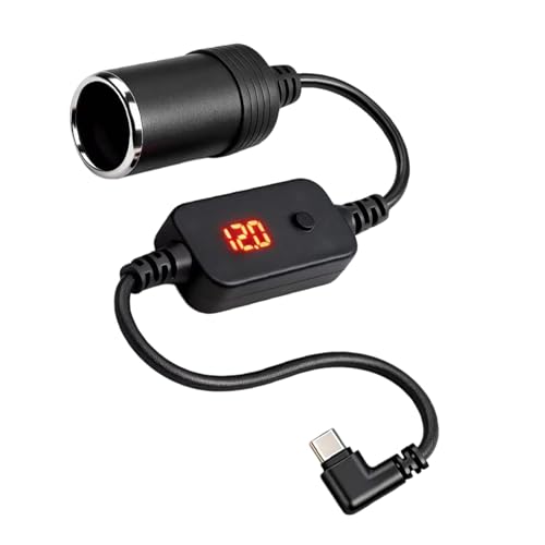 5 in 1 USB C to 12V 15V 20V Car Cigarette Lighter Adapter, Flexible Cable Multi Volt Type C Male to Socket Converter, Power Delivery Cord for Dash Cam Laptop - color: 3 meters