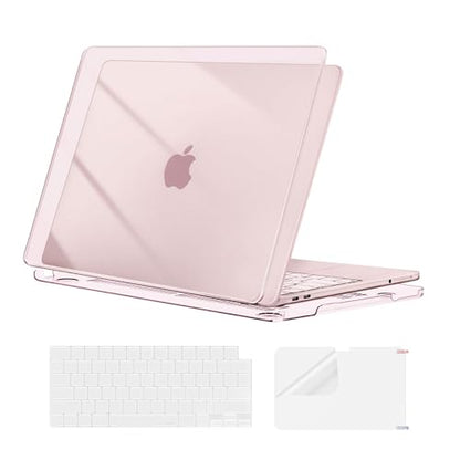 MOSISO Compatible with MacBook Neo Case 13 inch 2026 A3404 A18 Pro Chip | Ultra-thin Protective Crystal Hard Shell Case&Keyboard Cover&Screen Protector, Blush - color: Blush