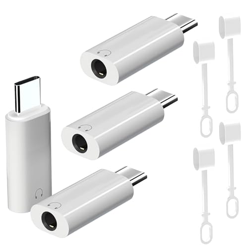 USB C to 3.5mm Headphone Jack Adapter, 3.5mm to USB C Adapter, Compatible with Phone17/ 16 Pro Max 15 Pro Max, Galaxy S24 S23 S22, Pixel, Pad Pro(4-Piece Set)