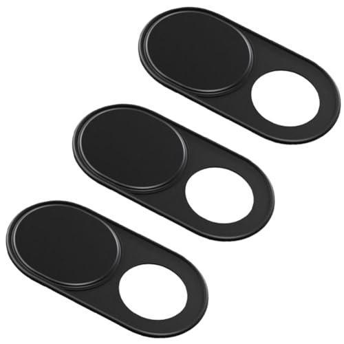 3Pcs Webcam Cover Slide Black 0.04 Inch Ultra Thin Laptop Camera Cover Metal for Mini PC Phone Laptop Desktop Tablet Aluminum Durable Phone Privacy Protectors for Home Office Travel Use - color: Black
