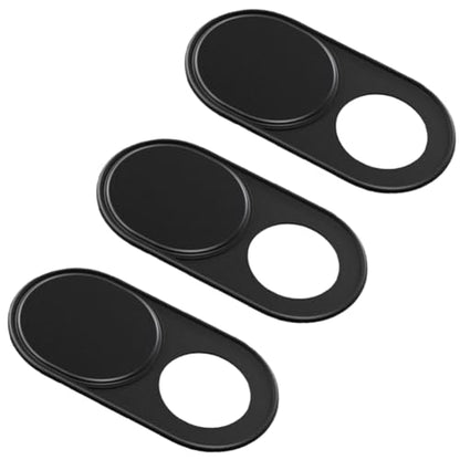 3Pcs Webcam Cover Slide Black 0.04 Inch Ultra Thin Laptop Camera Cover Metal for Mini PC Phone Laptop Desktop Tablet Aluminum Durable Phone Privacy Protectors for Home Office Travel Use - color: Black