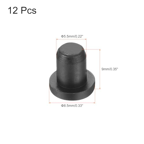 uxcell High Temp Silicone Plug Mount Dia 5.5mm/0.22 inch t Shaped Rubber Stopper Hole Plugs for Powder Coating Plating Waterproof Plugs Sealing Plugs Black Pack of 12(OD 8.5mm) - size: 5.5x8.5mm