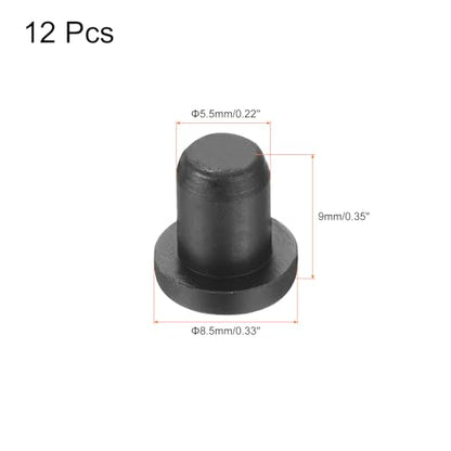 uxcell High Temp Silicone Plug Mount Dia 5.5mm/0.22 inch t Shaped Rubber Stopper Hole Plugs for Powder Coating Plating Waterproof Plugs Sealing Plugs Black Pack of 12(OD 8.5mm) - size: 5.5x8.5mm