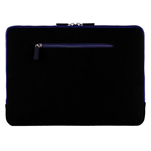 SumacLife Micro Suede Carrying Sleeve with Rear Pocket for 13-13.3 Inches Laptops (SLMSuede13BBLU) - color: Black/blue
