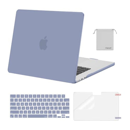 MOSISO Compatible with MacBook Air 15 inch Case M5 2026 M4 M3 M2 2025-2023 | A3448 A3241 A3114 A2941, Scratch-Resistant Protective Hard Shell Case&Keyboard Cover&ScreenFilm&Pouch, Lavender Gray - color: Lavender Gray