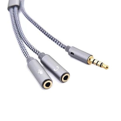 3.5mm Sound Adapter Y Splitter 3.5mm Cable Headsets 2 Female To 1 Male For Laptop Phone Earphone Headphone Microphone - color: Grey