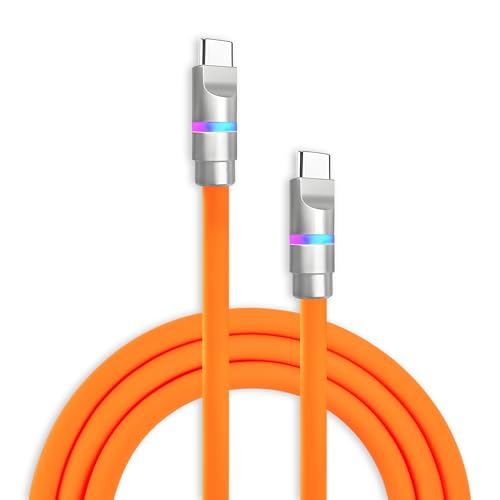 chubbycable Neon Chubby - Fast Charge Cable with Smart Light RGB Color Gradual Light Up 100W Charging Cord LED USB C Cable Compatible with iPhone 17-15 Series, Orange, Type-C to Type-C, 3.3 FT - color: Orange, size: 3.3ft (1m), style: Type C-Type C