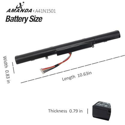 AMANDA A41N1501 Battery 15V 48Wh Replacement for ASUS ROG G752VW GL752VL GL752VW N752VW N552V N552VX N752V Series A41LK9H L41LK2H 0B110-00360000 0B110-00360100