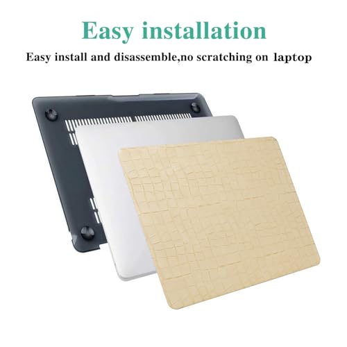 DTangLsm for MacBook Air 13 inch Case M5 2026-2022 M4 M3 M2 A3449 A3240 A3113 A2681, Crocodile Alligator Skin Luxury Textured Leather Hard Logo Cutout Case for MacBook Air 13.6+Keyboard Cover, Beige - color: # Crocodile Skin Beige