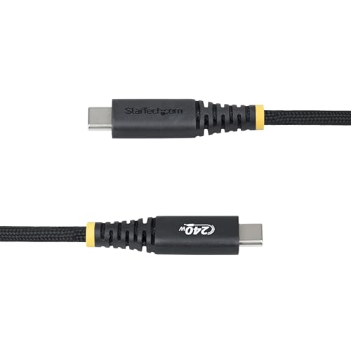 StarTech 6ft/2m USB-C to USB-C Screw Locking Cable (S2CEPR2M-USBSL-CABLE) | USB-IF Certified, 240W 5A PD 3.1 EPR, Side screw locking, USB 2.0 480Mbps, Ultra-Flexible, 2.0 Laptop, M2 screw lock, Black - size: 6 ft