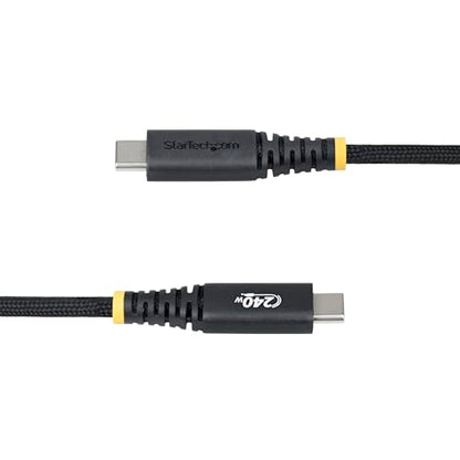 StarTech 6ft/2m USB-C to USB-C Screw Locking Cable (S2CEPR2M-USBSL-CABLE) | USB-IF Certified, 240W 5A PD 3.1 EPR, Side screw locking, USB 2.0 480Mbps, Ultra-Flexible, 2.0 Laptop, M2 screw lock, Black - size: 6 ft