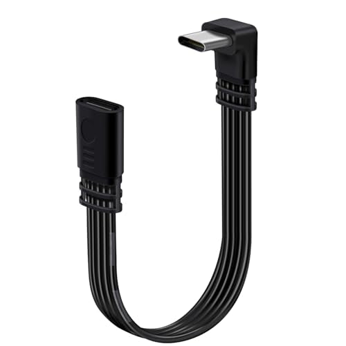 Flat USB C Extension Cable 90 Degree USB C Male to Female Extension Cable Support Charging and Data 480Mbps 100W 12V 5A for Phones, Laptops, PC (Up Down Bend, 50 cm) - color: Up Down Bend, size: 50 cm