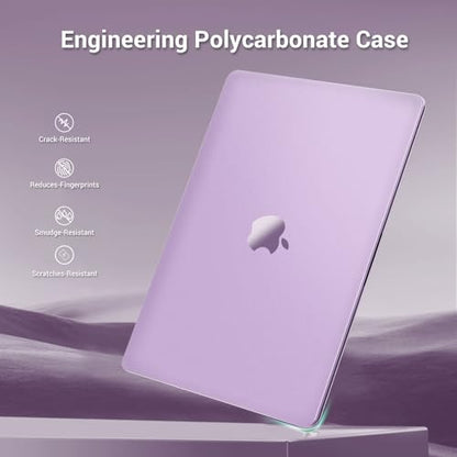 MOSISO Compatible with MacBook Air 13 inch Case M5 M4 M3 M2 2026-2022 | 2 in 1 Kit Anti-Fingerprints Shell for Mac Air 13.6, Ultra Seamlessly Closes Cover, A3449 A3240 A3113 A2681, Purple - color: Purple