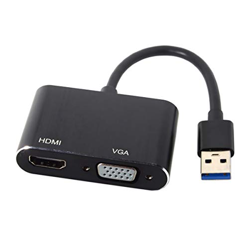 JSER USB 3.0 & 2.0 to HDMI & VGA HDTV Adapter Cable External Graphics Card Compatible for Windows Mac Laptop - style: USB3.0 to HDMI+VGA