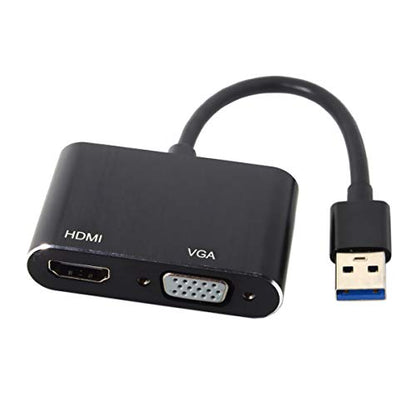 JSER USB 3.0 & 2.0 to HDMI & VGA HDTV Adapter Cable External Graphics Card Compatible for Windows Mac Laptop - style: USB3.0 to HDMI+VGA