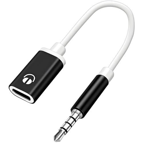 3.5mm Male to USB C Female Audio Adapter, Only Analog Audio Aux Jack Cable for Smartphone Laptop Tablet MP3 （Black）