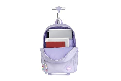 Adult extra Large Kids Rolling Backpack with Lunch Box 3pc Set (STAR HEART PURPLE) - color: Star Heart Purple