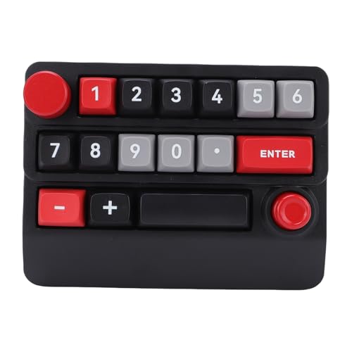 Asixxsix Number Pad, RGB 15 Keys Hot Swappable Wireless Numeric Keypad Macro Programmable Rechargeable Number Keypad with 3 Mode USB C 2.4G Bluetooth for Laptop Desktop Computer PC (Black Red) - color: Black Red