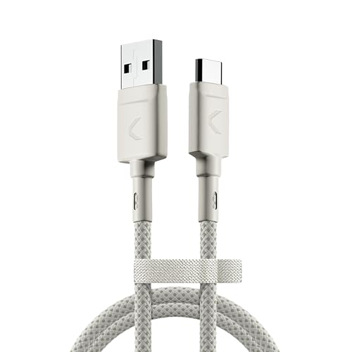 Clemm USB A to USB C Cable 60W 3.9ft, USB 3.0 Fast Charging Nylon Braided Type C Charger Cord, Data Transfer, Long Lifespan, Compatible with iPhone 17/16/15, Samsung Galaxy S25/S24, iPad, Android - color: Light Gray, size: 3.9ft, style: USB-A to USB-C