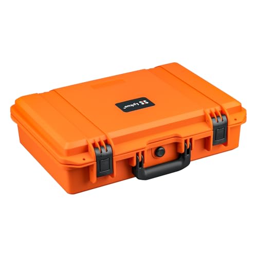 Lykus HC-4410 Waterproof Hard Case with Customizable Foam Insert, Interior Size 17.32x11.42x4.72 in, Suitable for up to 16" laptop,Starlink Mini,keyboard,drill,audio mixer,mic,flashlight,and more - color: Orange, style: Hc-4410