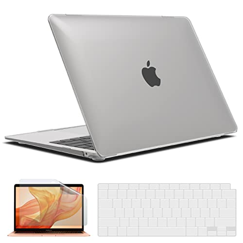 IBENZER Compatible with 2022 2021 2020 MacBook Air 13 inch case M1 A2337 A2179 A1932, Hard Shell Case&Keyboard Cover&Screen Film for Mac Air 13 with Touch ID, Clear, AT13CL+2 - color: Clear