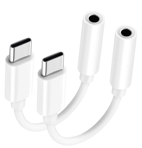 USB-C to 3.5mm Audio Headphone Adapter: 2 Pack Type C Aux Dongle Cable Cord | Usbc to Headphone Jack Adapter Compatible with iPhone 17 Air 16 15 Pro Max, iPad, MacBook, Samsung Galaxy S25/S24/S23/S22/S21