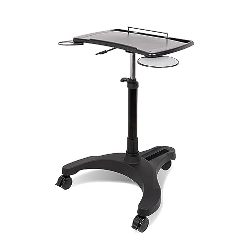 EHO Mobile Laptop Standing Desk Carts on Wheels with Stationery Storage, Pneumatic, Height Adjustable Rolling Stand, Sit to Stand Computer Cart, Workstation for Home, Office, Medical and School - style: Pro Desk