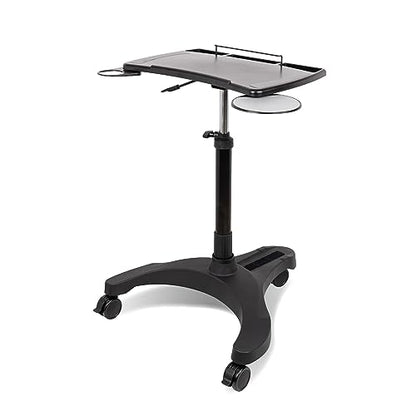 EHO Mobile Laptop Standing Desk Carts on Wheels with Stationery Storage, Pneumatic, Height Adjustable Rolling Stand, Sit to Stand Computer Cart, Workstation for Home, Office, Medical and School - style: Pro Desk