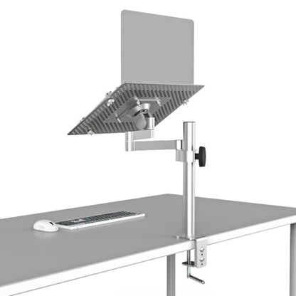 Laptop Arm Mount for Desk, 2 in 1 Monitor/Laptop Stand, Full Motion Articulating Notebook Tray, with Vented Cooling Platform, Holds Up to 8kg, for Office, Workstation