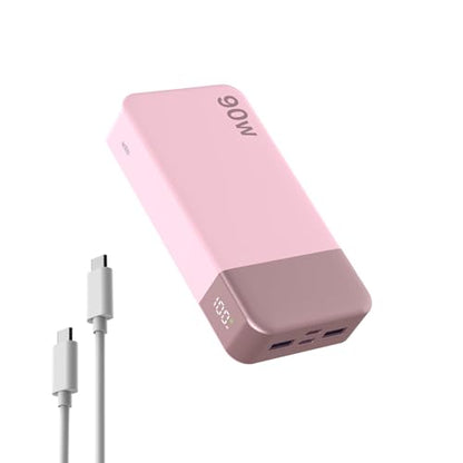 NOBIS Portable Charger 20000mAh 90W Laptop Power Bank | 2C+2A USB-C Fast Charging Battery Pack with LED Display for Laptops, Tablets, Steam Deck & Phones - color: Pink