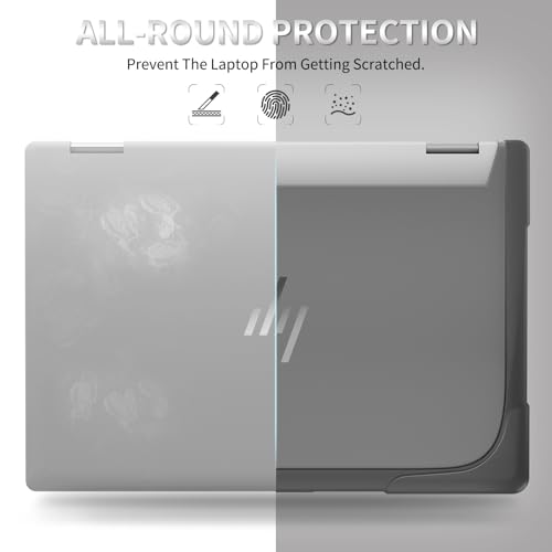 Heavy Duty Case for 14" HP Envy X360 2-in-1 2K Touch-Screen Laptop 2024 Release Shockproof Hard Shell Matte Translucent Anti-Fingerprint Protective Cover with TPU-Covered Edge (Grey) - color: Grey