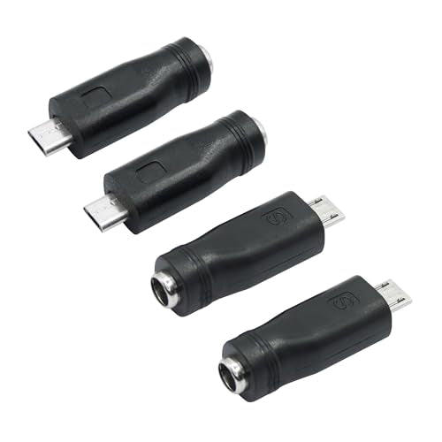 DC 5.5mm x 2.1mm to Micro USB Adapter, 5V DC 5521 Female to Micro USB Male Plug Convert Connector Power (4Pcs) - style: DC to Micro USB - 4Pcs
