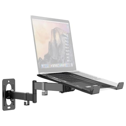 PUTORSEN 2-in-1 Laptop Wall Mount for 10-17" Notebooks & 32" Screens | Full Motion Adjustable Laptop Arm with Detachable Tray, Holds 4.4-19.8 lbs, Swivel & Tilt, Easy to Install, Black