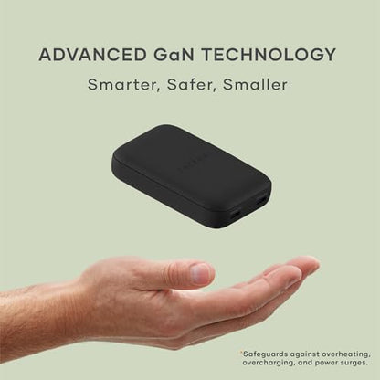 Satechi OntheGo 67W GaN Wall Charger, PD 3.0 + PPS, Dual USB-C Ports, Black | Dual USB-C ports, 45W+20W split-charging mode, fits MacBook, iPad, iPhone 17, Galaxy, Pixel, Steam Deck - color: Black