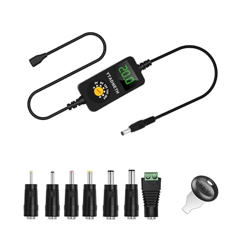 Universal USB C to DC Adapter, Barrel PD Trigger Cable, USB-C Female to DC 5V 9V 12V 15V 20V Adapter Cable with LED Display, for Netbook, Tablets, Led Light, Lamps, Routers