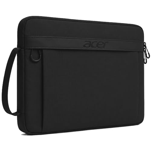 Laptop Sleeve Case Bag for 13.3-14 inch Laptops, Fits Most of Laptop Models | Slim, Soft Bubble Padding, Extra Front Storage, Smooth Zippers, Luggage Strap, Side Handle - color: Black, size: 14inch