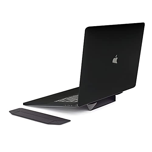 Mount Plus LS1 Flat Foldable Laptop Notebook Tablet Stand | Invisible Lightweight Laptop Stand | Anti-Slide and Portable Notebook Stand | Compatible with MacBook Air, Tablets and Laptops (Black) - color: Black